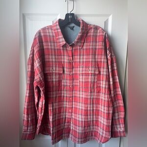 Buffalo David Bitton Shirt Womens Red White 100% Cotton Size L